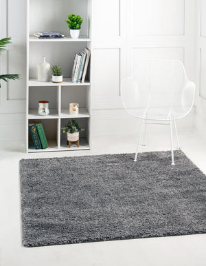 Pebble Gray 8' x 8' Soft Solid Shag Square Area Rug Thick Soft Touch Fluffy & Plush Shaggy Pile
