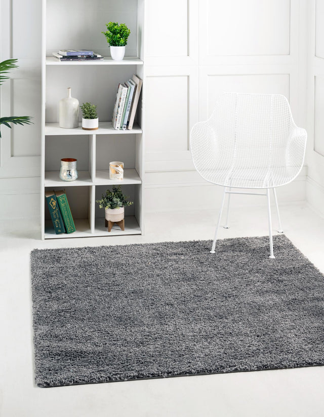 Pebble Gray 8' x 8' Soft Solid Shag Square Area Rug Thick Soft Touch Fluffy & Plush Shaggy Pile