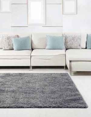 Pebble Gray 8' x 8' Soft Solid Shag Square Area Rug Thick Soft Touch Fluffy & Plush Shaggy Pile