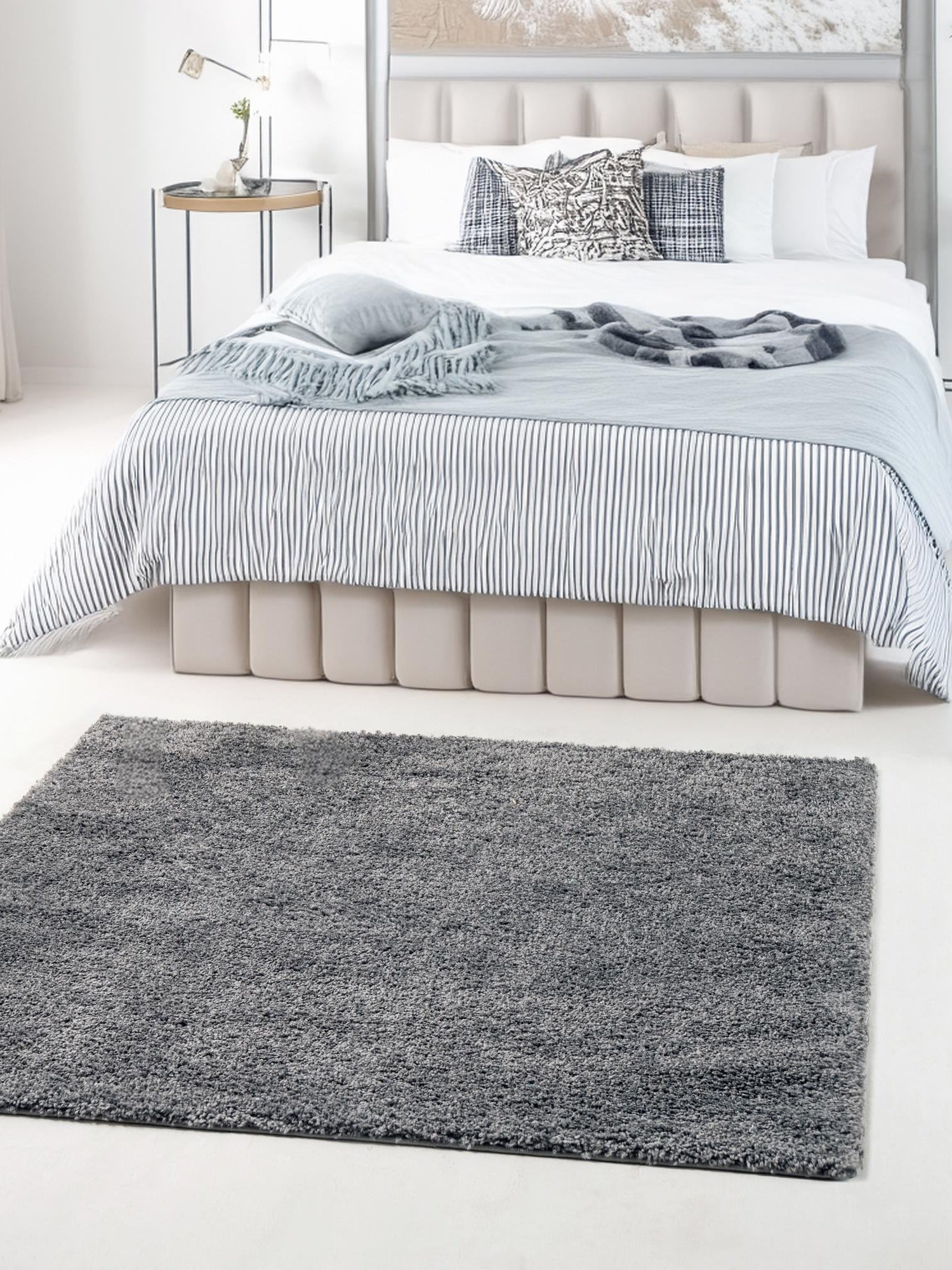 Pebble Gray 5' 1 x 5' 1 Soft Solid Shag Square Area Rug Thick Soft Touch Fluffy & Plush Shaggy Pile 100% Polypropylene Minimalist Carpet for Modern Home Interiors for Sale at Rug Engine