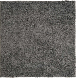 Pebble Gray 4' 1 x 4' 1 Soft Solid Shag Square Area Rug Thick Soft Touch Fluffy & Plush Shaggy Pile