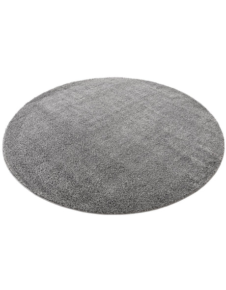 Pebble Gray 8' x 8' Soft Solid Shag Round Area Rug Thick Soft Touch Fluffy & Plush Shaggy Pile 100% Polypropylene Minimalist Carpet for Modern Home Interiors for Sale at Rug Engine
