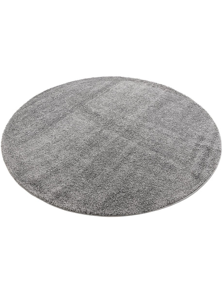 Pebble Gray 8' x 8' Soft Solid Shag Round Area Rug Thick Soft Touch Fluffy & Plush Shaggy Pile 100% Polypropylene Minimalist Carpet for Modern Home Interiors for Sale at Rug Engine