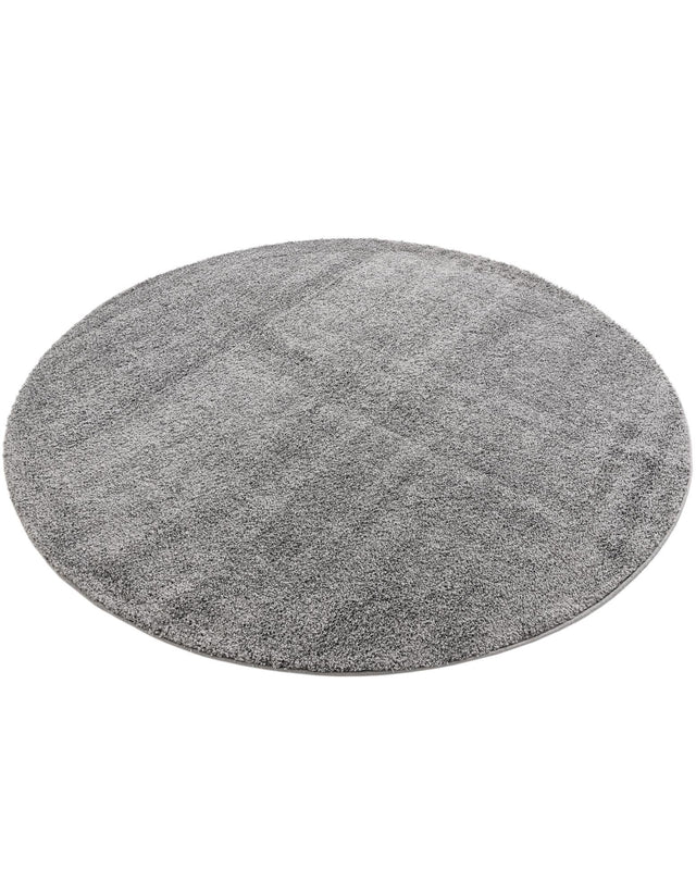 Pebble Gray 8' x 8' Soft Solid Shag Round Area Rug Thick Soft Touch Fluffy & Plush Shaggy Pile
