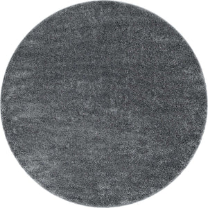 Pebble Gray 3' 3 x 3' 3 Soft Solid Shag Round Area Rug Thick Soft Touch Fluffy & Plush Shaggy Pile