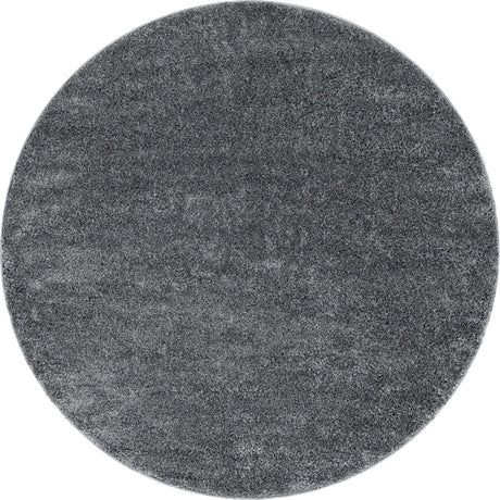 Pebble Gray 3' 3 x 3' 3 Soft Solid Shag Round Area Rug Thick Soft Touch Fluffy & Plush Shaggy Pile