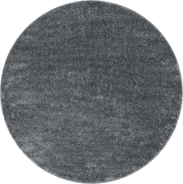 Pebble Gray 3' 3 x 3' 3 Soft Solid Shag Round Area Rug Thick Soft Touch Fluffy & Plush Shaggy Pile