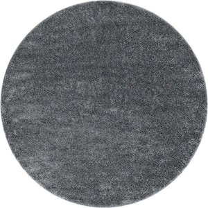 Pebble Gray 4' 1 x 4' 1 Soft Solid Shag Round Area Rug Thick Soft Touch Fluffy & Plush Shaggy Pile