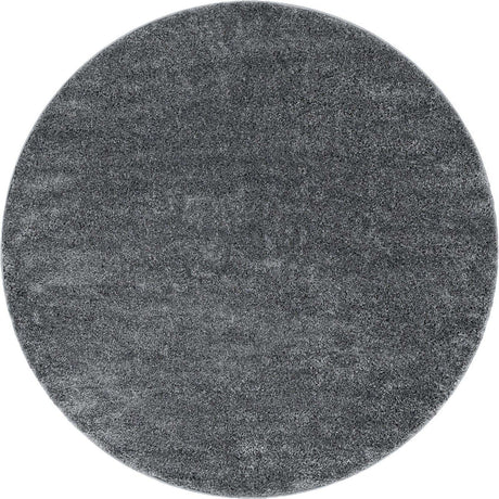 Pebble Gray 4' 1 x 4' 1 Soft Solid Shag Round Area Rug Thick Soft Touch Fluffy & Plush Shaggy Pile