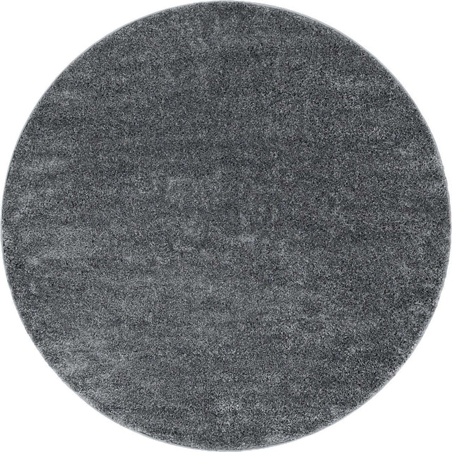 Pebble Gray 4' 1 x 4' 1 Soft Solid Shag Round Area Rug Thick Soft Touch Fluffy & Plush Shaggy Pile