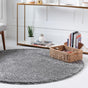 Pebble Gray 8' x 8' Soft Solid Shag Round Area Rug Thick Soft Touch Fluffy & Plush Shaggy Pile 100% Polypropylene Minimalist Carpet for Modern Home Interiors for Sale at Rug Engine