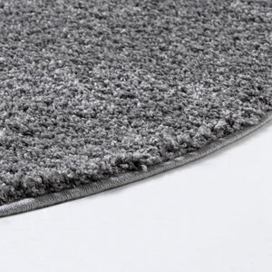 Pebble Gray 4' 1 x 4' 1 Soft Solid Shag Round Area Rug Thick Soft Touch Fluffy & Plush Shaggy Pile