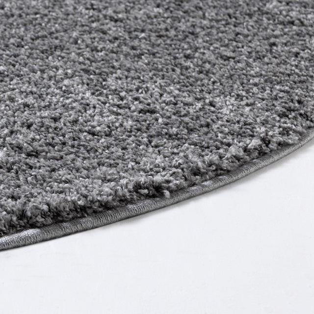 Pebble Gray 4' 1 x 4' 1 Soft Solid Shag Round Area Rug Thick Soft Touch Fluffy & Plush Shaggy Pile