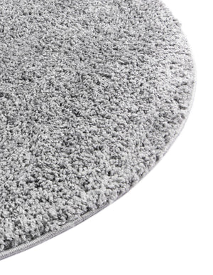 Pebble Gray 4' 1 x 4' 1 Soft Solid Shag Round Area Rug Thick Soft Touch Fluffy & Plush Shaggy Pile