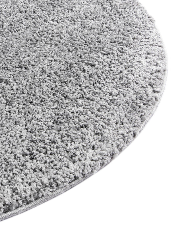 Pebble Gray 4' 1 x 4' 1 Soft Solid Shag Round Area Rug Thick Soft Touch Fluffy & Plush Shaggy Pile