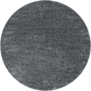 Pebble Gray 5' 1 x 5' 1 Soft Solid Shag Round Area Rug Thick Soft Touch Fluffy & Plush Shaggy Pile