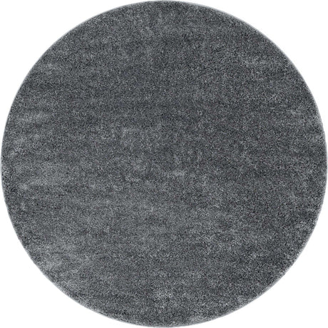 Pebble Gray 5' 1 x 5' 1 Soft Solid Shag Round Area Rug Thick Soft Touch Fluffy & Plush Shaggy Pile