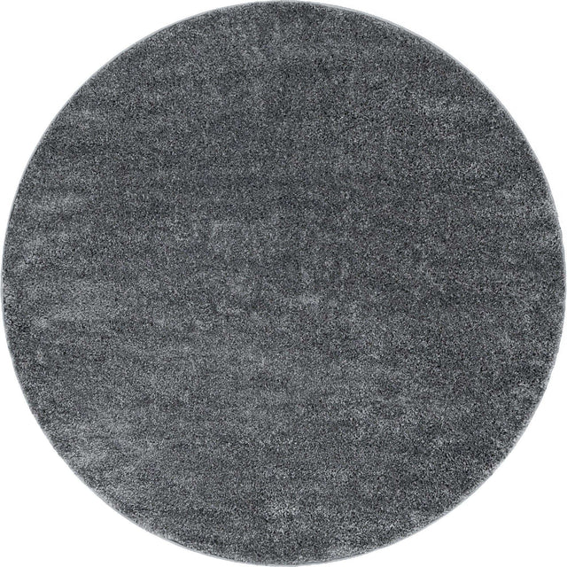 Pebble Gray 5' 1 x 5' 1 Soft Solid Shag Round Area Rug Thick Soft Touch Fluffy & Plush Shaggy Pile