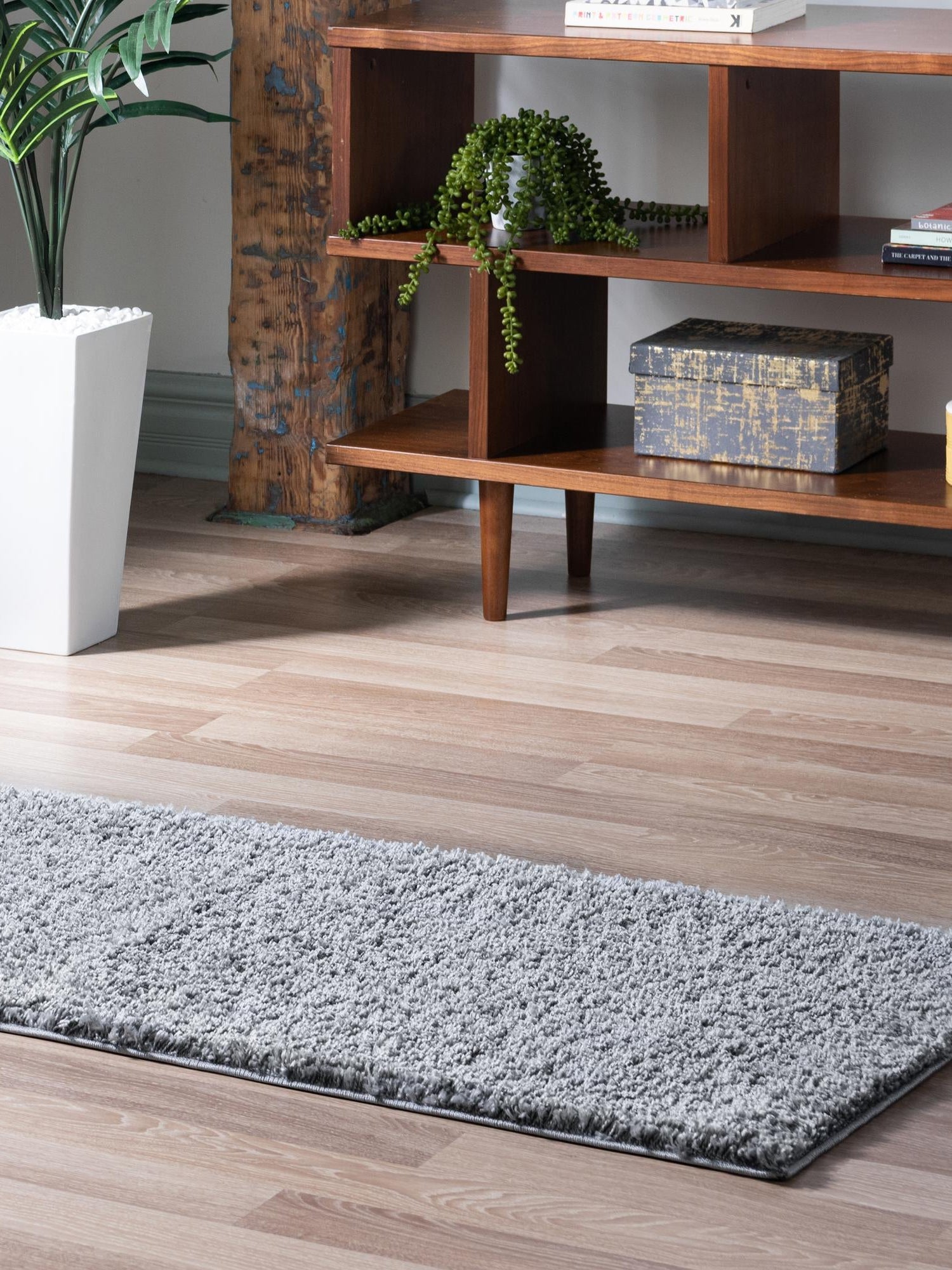 Pebble Gray 2' 7 x 10' Soft Solid Shag Runner Area Rug Thick Soft Touch Fluffy & Plush Shaggy Pile 100% Polypropylene Minimalist Carpet for Modern Home Interiors for Sale at Rug Engine
