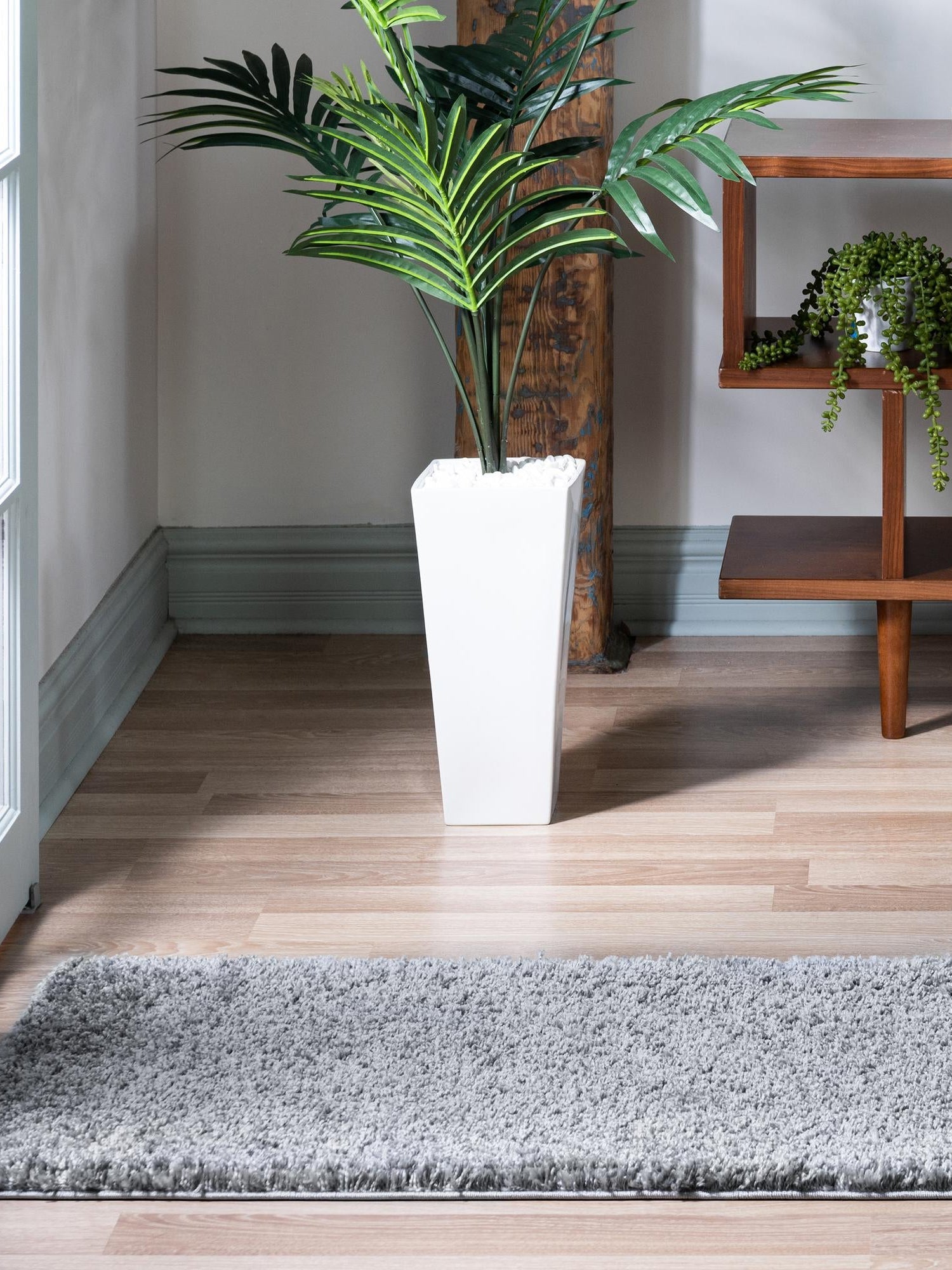 Pebble Gray 2' 7 x 13' 1 Soft Solid Shag Runner Area Rug Thick Soft Touch Fluffy & Plush Shaggy Pile 100% Polypropylene Minimalist Carpet for Modern Home Interiors for Sale at Rug Engine