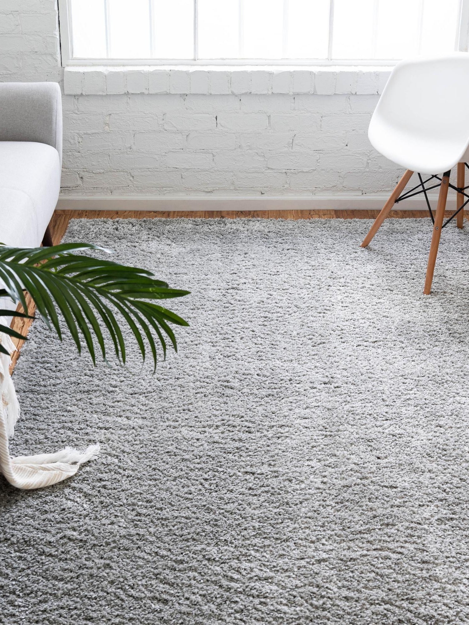 Cloud Gray 5' 1 x 8' Soft Solid Shag Rectangle Area Rug Thick Soft Touch Fluffy & Plush Shaggy Pile 100% Polypropylene Minimalist Carpet for Modern Home Interiors for Sale at Rug Engine