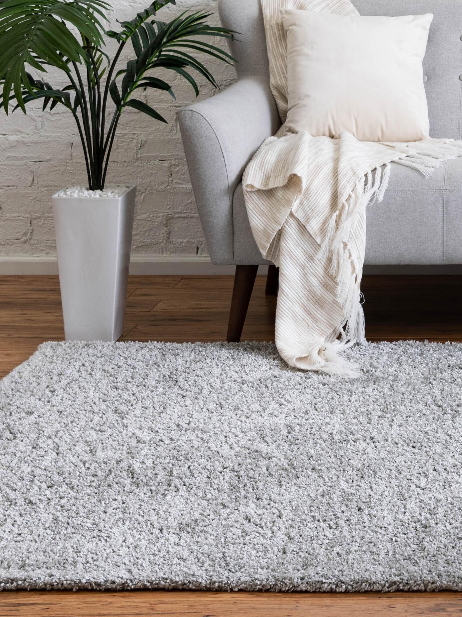 Cloud Gray 9' 10 x 13' 1 Soft Solid Shag Rectangle Area Rug Thick Soft Touch Fluffy & Plush Shaggy Pile 100% Polypropylene Minimalist Carpet for Modern Home Interiors for Sale at Rug Engine