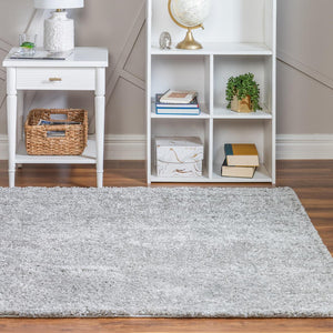 Cloud Gray 8' x 8' Soft Solid Shag Square Area Rug Thick Soft Touch Fluffy & Plush Shaggy Pile