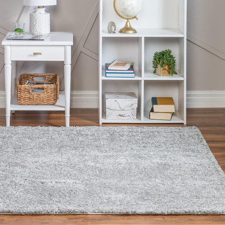 Cloud Gray 8' x 8' Soft Solid Shag Square Area Rug Thick Soft Touch Fluffy & Plush Shaggy Pile