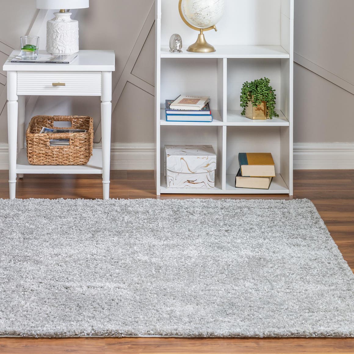 Cloud Gray 4' 1 x 4' 1 Soft Solid Shag Square Area Rug Thick Soft Touch Fluffy & Plush Shaggy Pile 100% Polypropylene Minimalist Carpet for Modern Home Interiors for Sale at Rug Engine