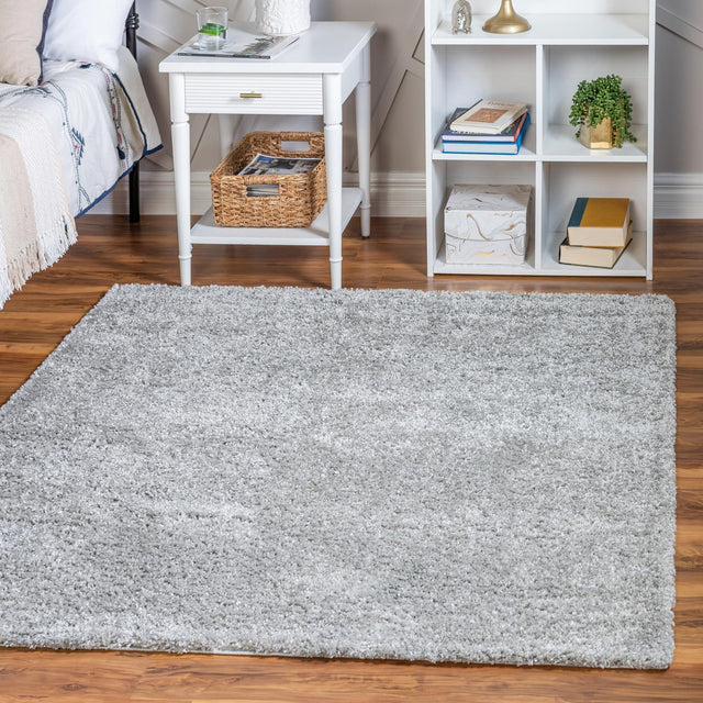 Cloud Gray 8' x 8' Soft Solid Shag Square Area Rug Thick Soft Touch Fluffy & Plush Shaggy Pile