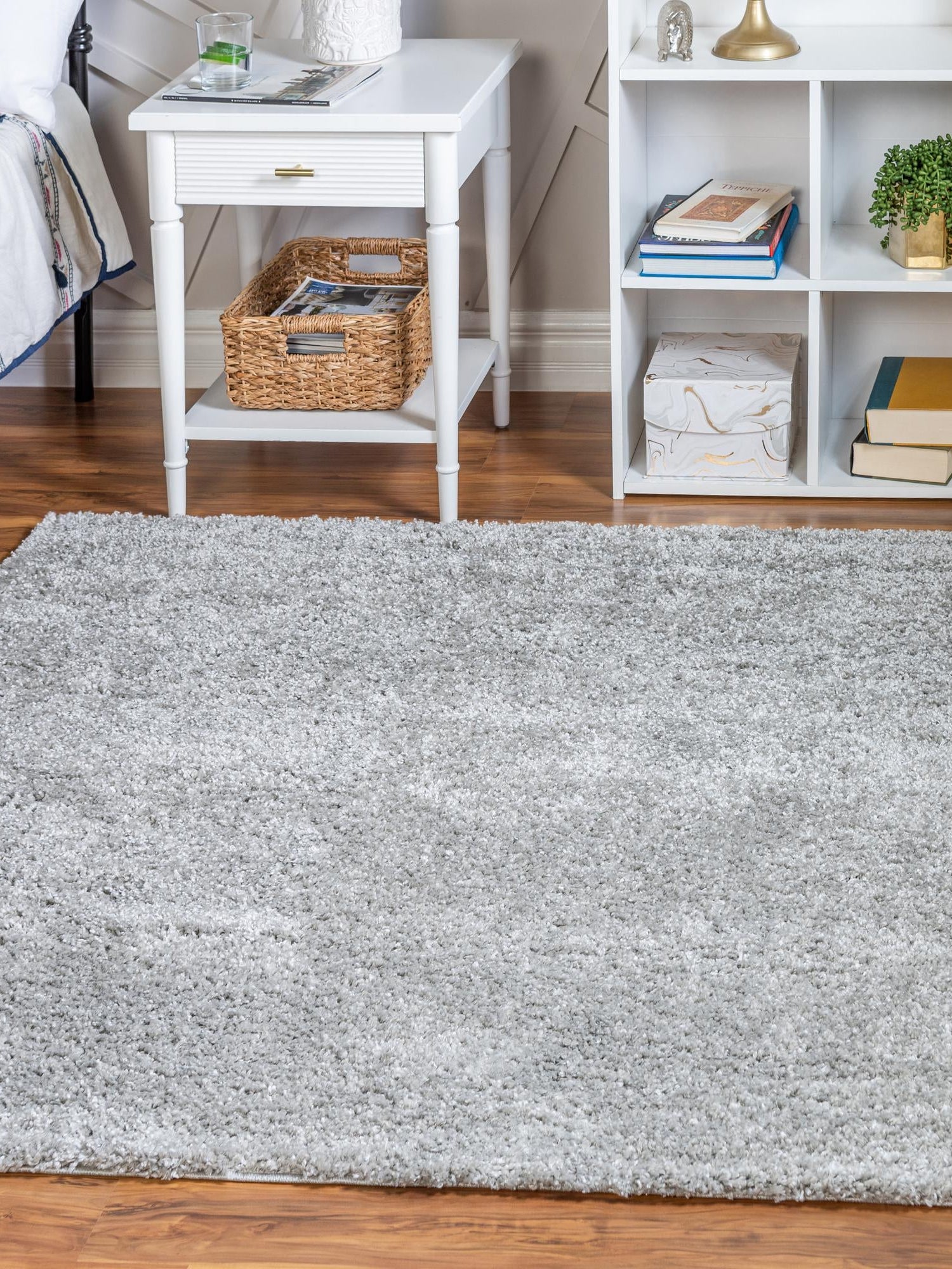 Cloud Gray 5' 1 x 5' 1 Soft Solid Shag Square Area Rug Thick Soft Touch Fluffy & Plush Shaggy Pile 100% Polypropylene Minimalist Carpet for Modern Home Interiors for Sale at Rug Engine
