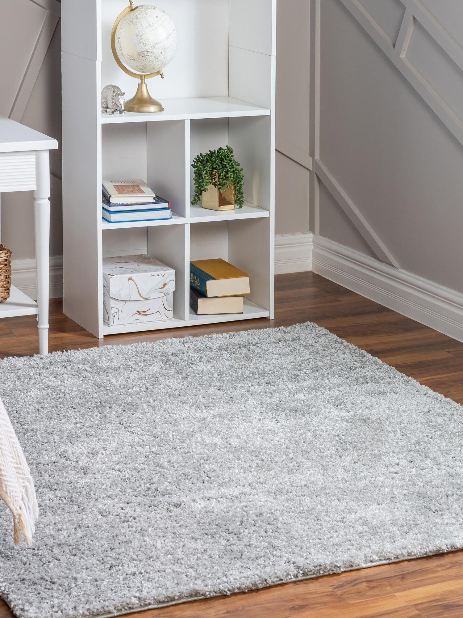 Cloud Gray 5' 1 x 5' 1 Soft Solid Shag Square Area Rug Thick Soft Touch Fluffy & Plush Shaggy Pile 100% Polypropylene Minimalist Carpet for Modern Home Interiors for Sale at Rug Engine