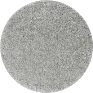 Cloud Gray 4' 1 x 4' 1 Soft Solid Shag Round Area Rug Thick Soft Touch Fluffy & Plush Shaggy Pile