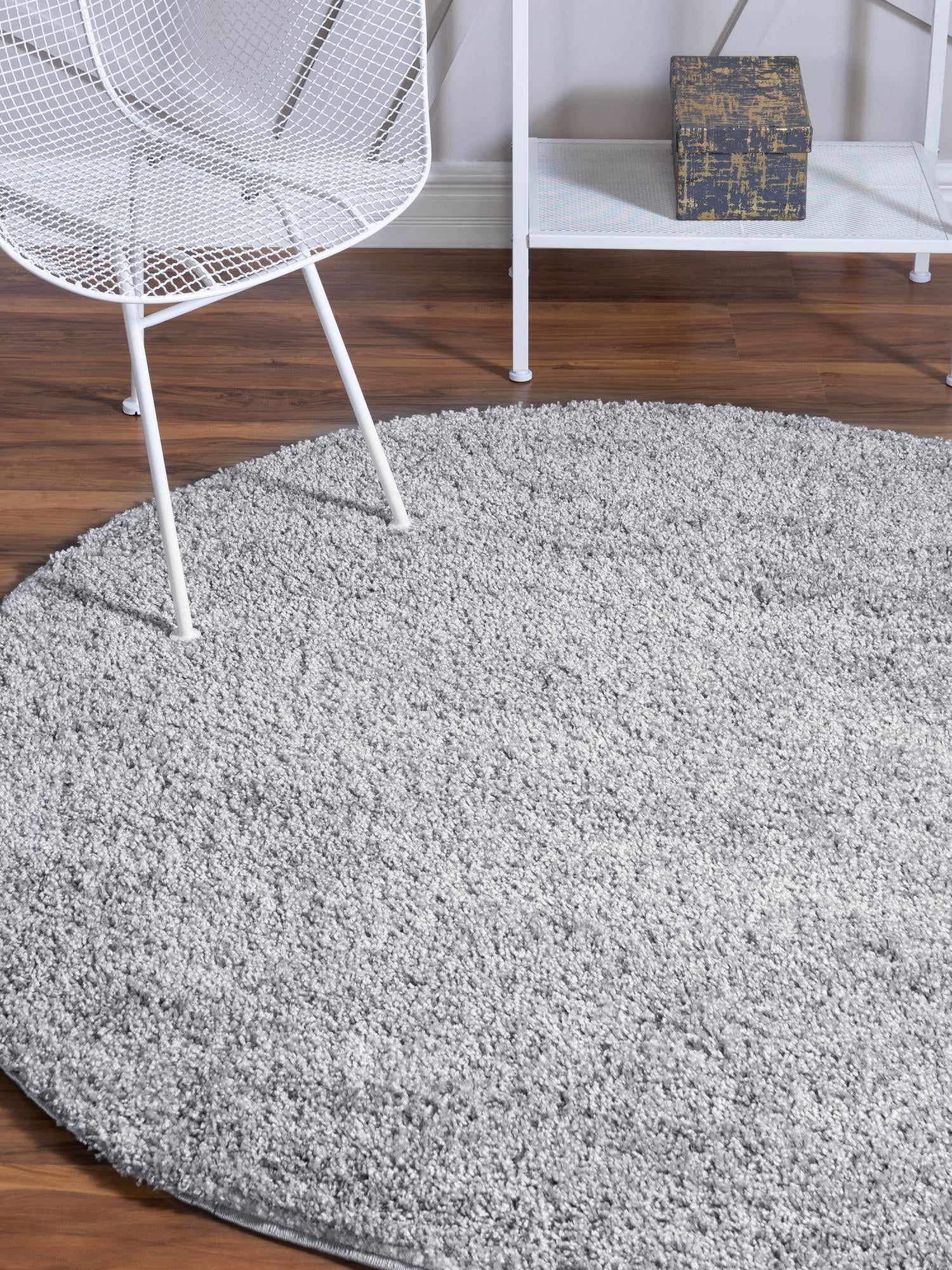 Cloud Gray 3' 3 x 3' 3 Soft Solid Shag Round Area Rug Thick Soft Touch Fluffy & Plush Shaggy Pile 100% Polypropylene Minimalist Carpet for Modern Home Interiors for Sale at Rug Engine