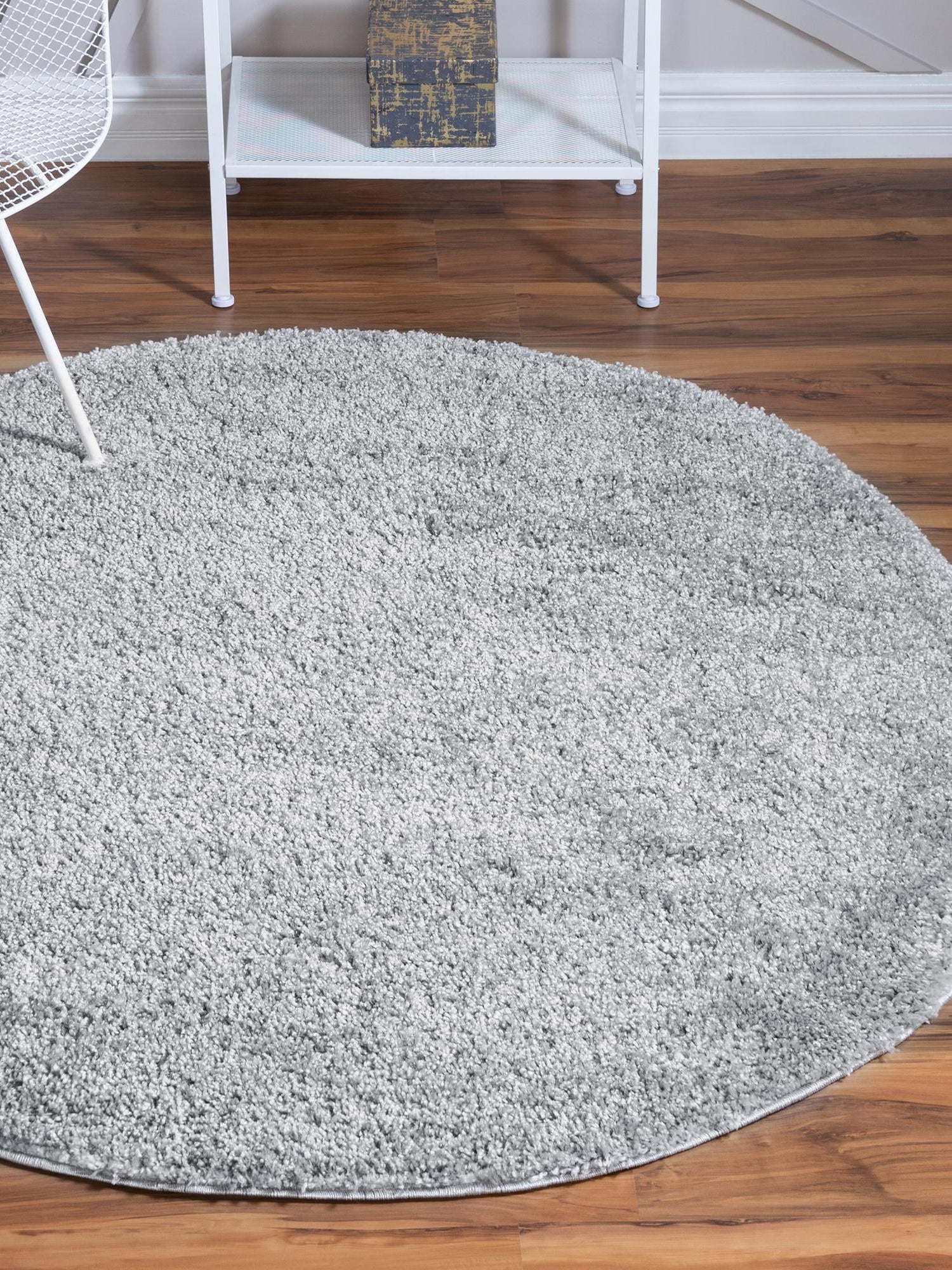 Cloud Gray 4' 1 x 4' 1 Soft Solid Shag Round Area Rug Thick Soft Touch Fluffy & Plush Shaggy Pile 100% Polypropylene Minimalist Carpet for Modern Home Interiors for Sale at Rug Engine