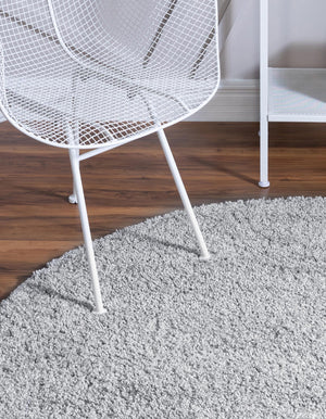 Cloud Gray 5' 1 x 5' 1 Soft Solid Shag Round Area Rug Thick Soft Touch Fluffy & Plush Shaggy Pile