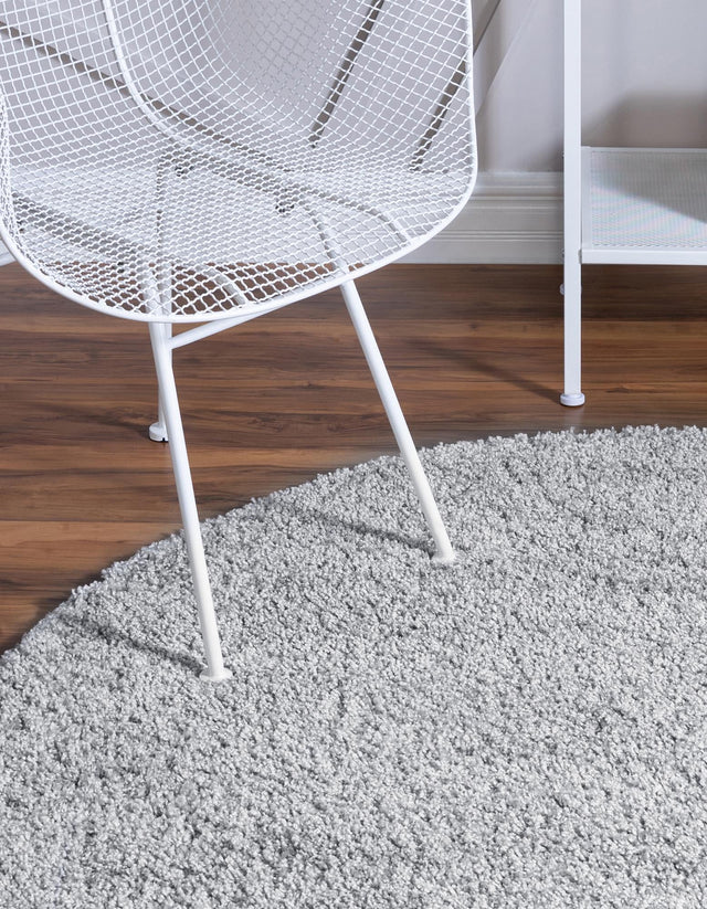 Cloud Gray 5' 1 x 5' 1 Soft Solid Shag Round Area Rug Thick Soft Touch Fluffy & Plush Shaggy Pile