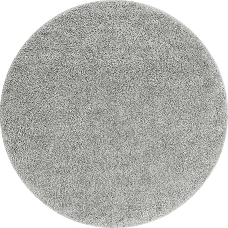 Cloud Gray 5' 1 x 5' 1 Soft Solid Shag Round Area Rug Thick Soft Touch Fluffy & Plush Shaggy Pile