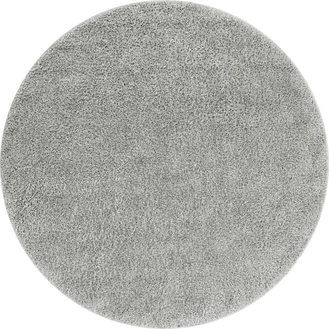 Cloud Gray 5' 1 x 5' 1 Soft Solid Shag Round Area Rug Thick Soft Touch Fluffy & Plush Shaggy Pile