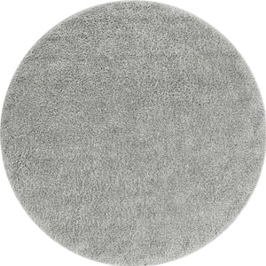 Cloud Gray 6' 1 x 6' 1 Soft Solid Shag Round Area Rug Thick Soft Touch Fluffy & Plush Shaggy Pile