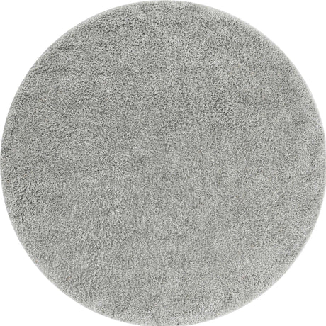 Cloud Gray 6' 1 x 6' 1 Soft Solid Shag Round Area Rug Thick Soft Touch Fluffy & Plush Shaggy Pile