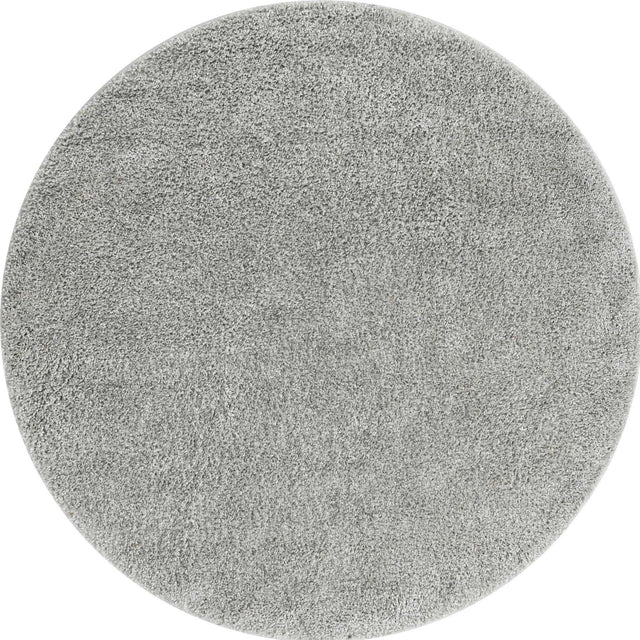Cloud Gray 6' 1 x 6' 1 Soft Solid Shag Round Area Rug Thick Soft Touch Fluffy & Plush Shaggy Pile