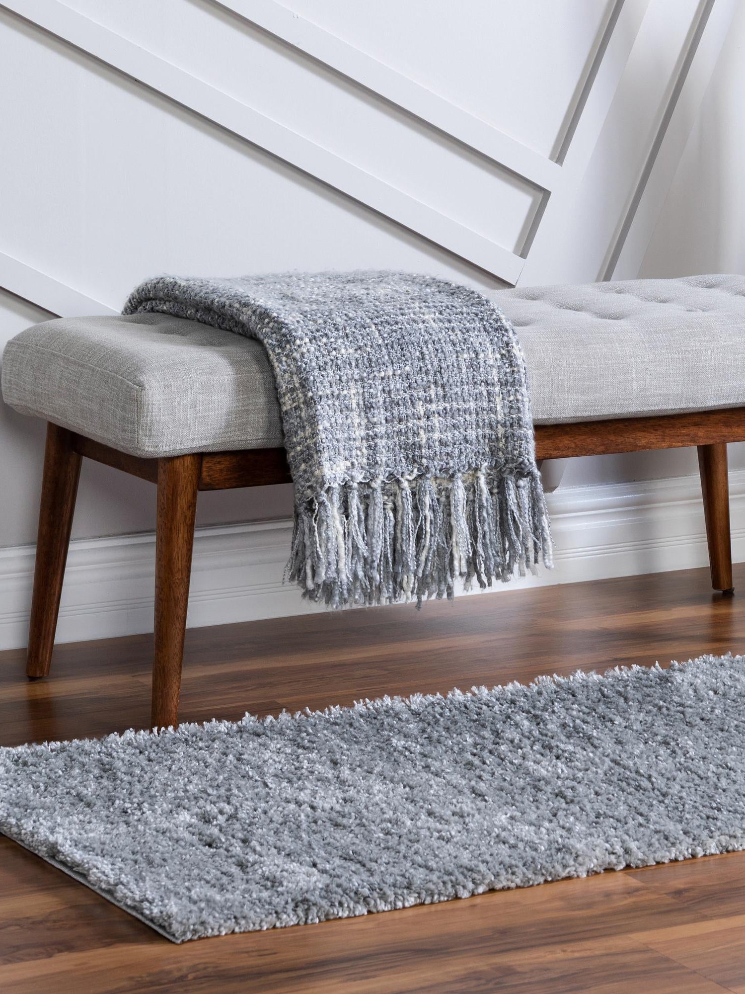 Cloud Gray 2' 7 x 10' Soft Solid Shag Runner Area Rug Thick Soft Touch Fluffy & Plush Shaggy Pile 100% Polypropylene Minimalist Carpet for Modern Home Interiors for Sale at Rug Engine