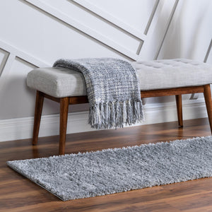 Cloud Gray 2' 7 x 10' Soft Solid Shag Runner Area Rug Thick Soft Touch Fluffy & Plush Shaggy Pile