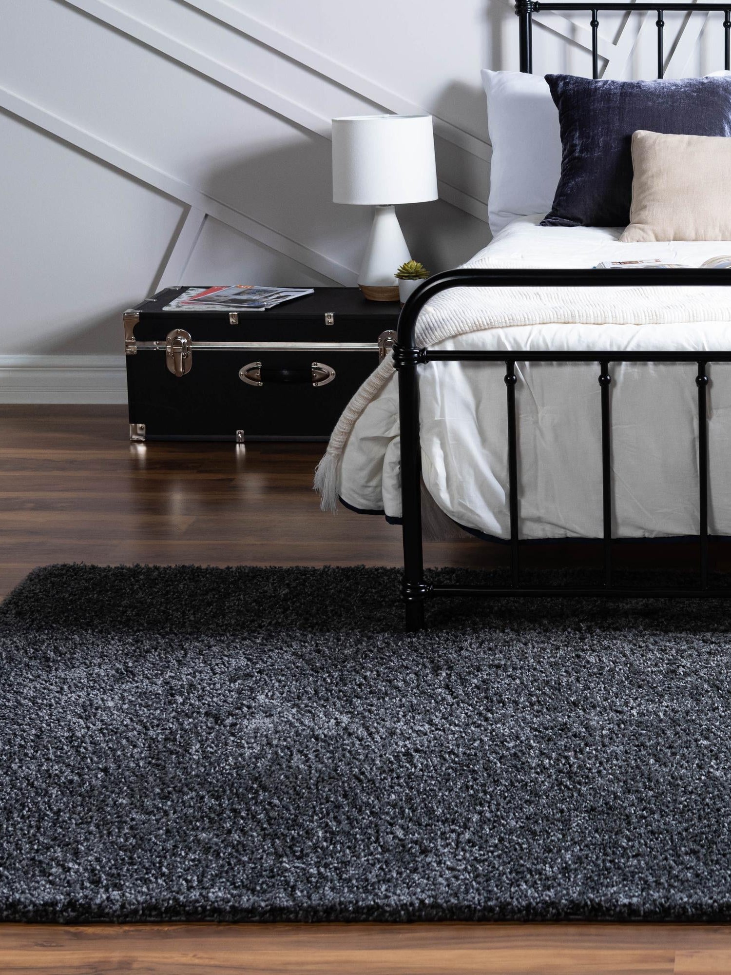 Smoke Gray 2' x 2' 11 Soft Solid Shag Rectangle Area Rug Thick Soft Touch Fluffy & Plush Shaggy Pile 100% Polypropylene Minimalist Carpet for Modern Home Interiors for Sale at Rug Engine