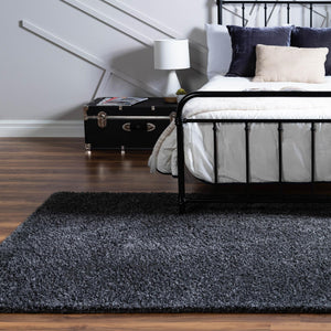 Smoke Gray 2' x 2' 11 Soft Solid Shag Rectangle Area Rug Thick Soft Touch Fluffy & Plush Shaggy Pile
