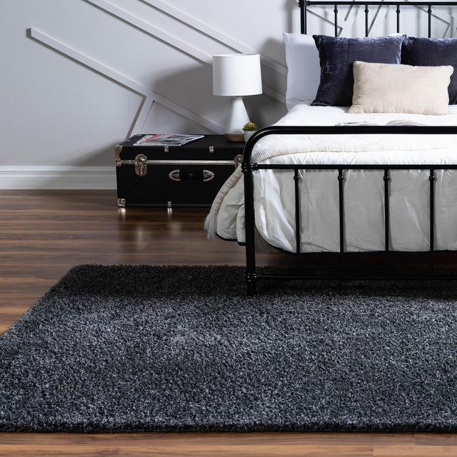 Smoke Gray 2' x 2' 11 Soft Solid Shag Rectangle Area Rug Thick Soft Touch Fluffy & Plush Shaggy Pile