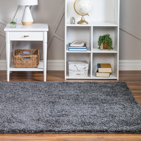 Smoke Gray 8' x 8' Soft Solid Shag Square Area Rug Thick Soft Touch Fluffy & Plush Shaggy Pile