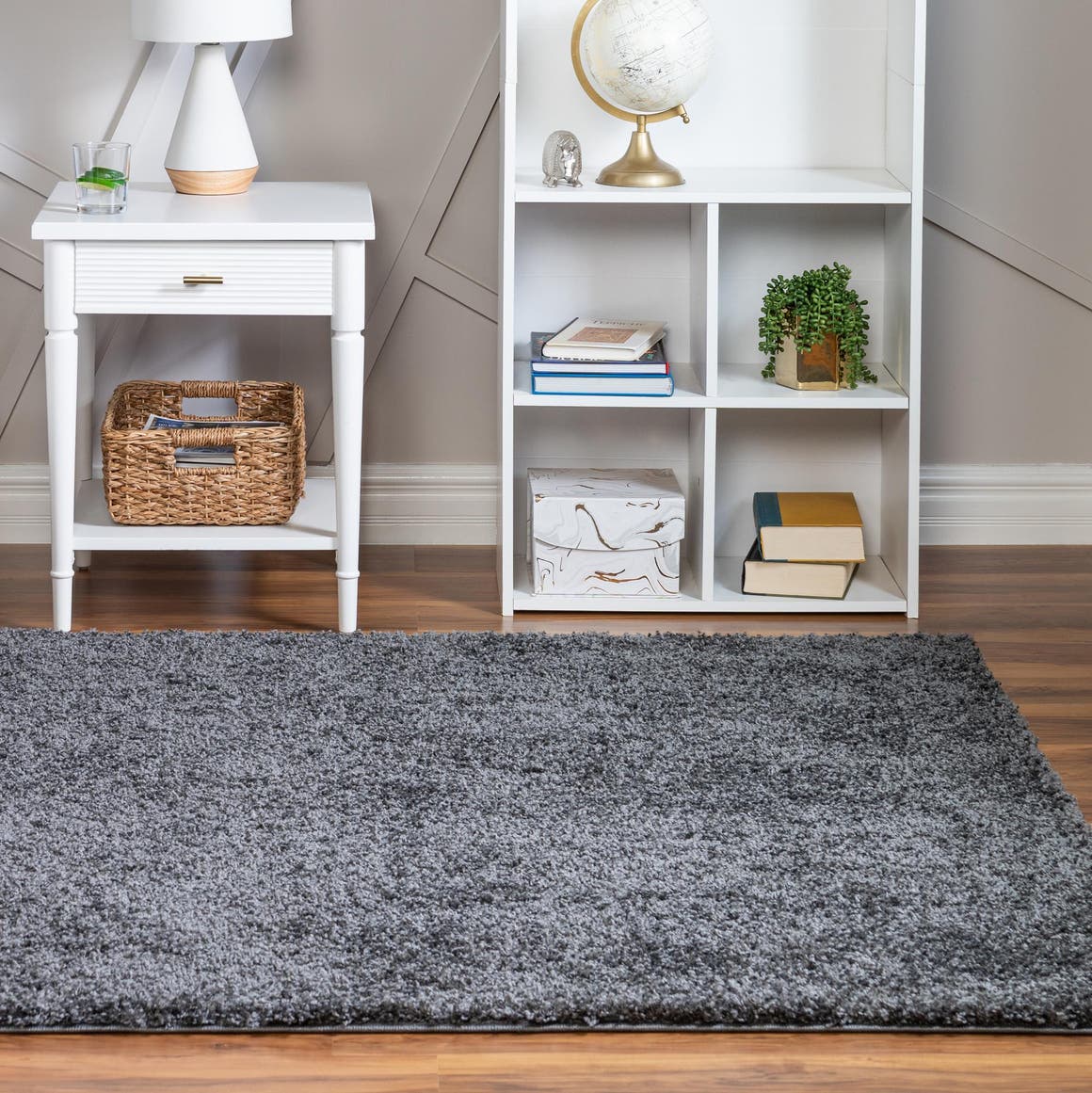 Smoke Gray 5' 1 x 5' 1 Soft Solid Shag Square Area Rug Thick Soft Touch Fluffy & Plush Shaggy Pile 100% Polypropylene Minimalist Carpet for Modern Home Interiors for Sale at Rug Engine