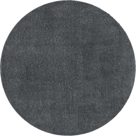 Smoke Gray 8' x 8' Soft Solid Shag Round Area Rug Thick Soft Touch Fluffy & Plush Shaggy Pile